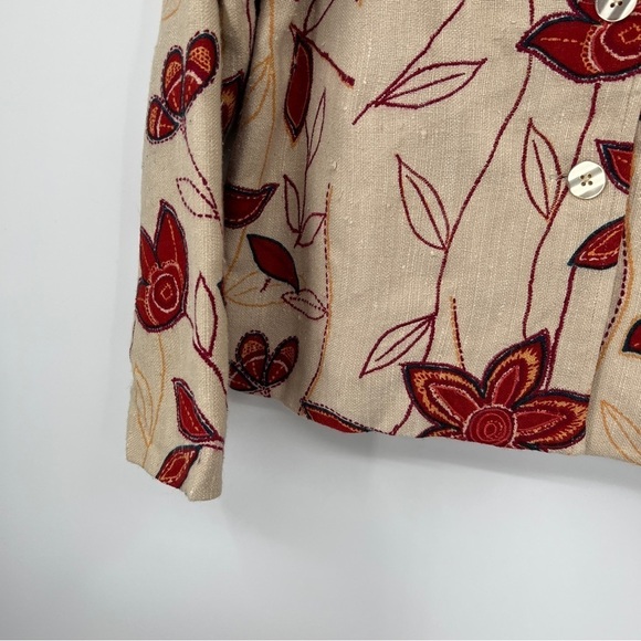 Coldwater Creek Floral Embroidered Collared Long Sleeves Buttondown Jacket - Picture 7 of 10